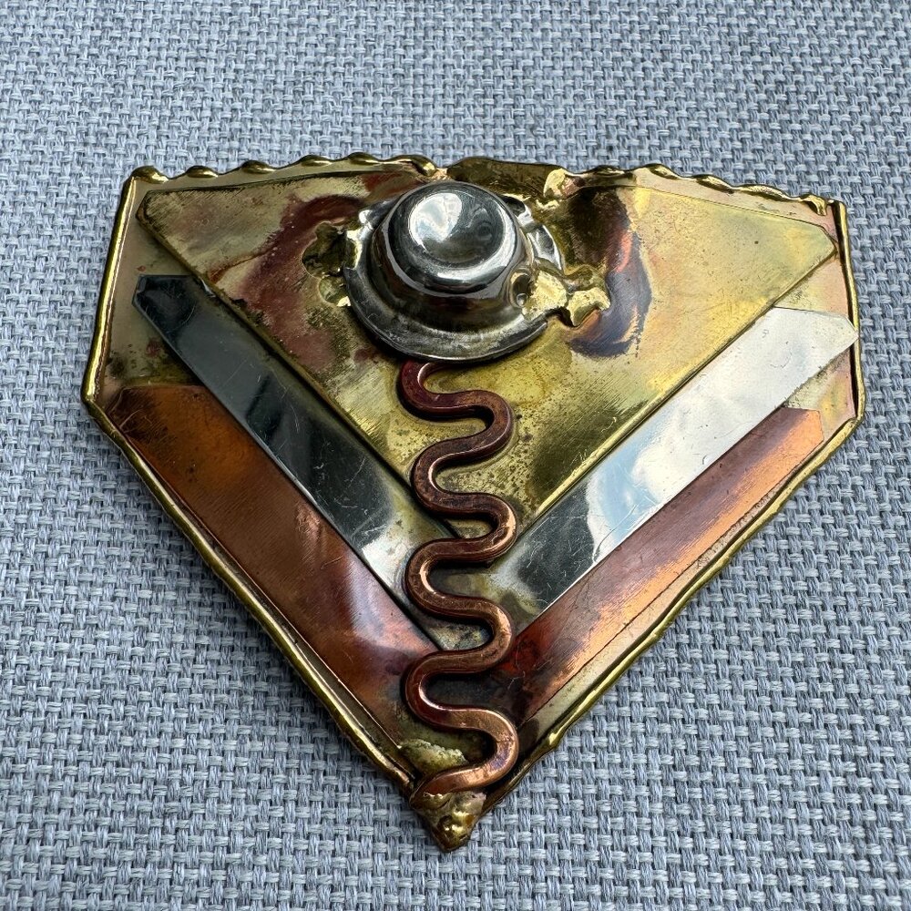 Unique Brutalist Mixed Metals Brooch Pin Artisan Handmade Quebec Canada